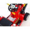 Traktor s ovládateľnou lyžícou 12V, mohutnými kolesami a konštrukcio, zvukovými a sveteľnými efektami, 2xnáhon, červený