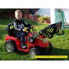 Traktor s ovládateľnou lyžícou 12V, mohutnými kolesami a konštrukcio, zvukovými a sveteľnými efektami, 2xnáhon, červený