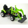 Traktor Kingdom s ovladatelnou výkopovou lyžicou, mohutnými kolesami a konstrukciou, 2x motor 12V, 2x náhon, zelený