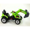 Traktor Kingdom s ovladatelnou výkopovou lyžicou, mohutnými kolesami a konstrukciou, 2x motor 12V, 2x náhon, zelený