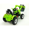 Traktor Kingdom s ovladatelnou výkopovou lyžicou, mohutnými kolesami a konstrukciou, 2x motor 12V, 2x náhon, zelený