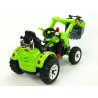 Traktor Kingdom s ovladatelnou výkopovou lyžicou, mohutnými kolesami a konstrukciou, 2x motor 12V, 2x náhon, zelený