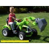 Traktor Kingdom s ovladatelnou výkopovou lyžicou, mohutnými kolesami a konstrukciou, 2x motor 12V, 2x náhon, zelený