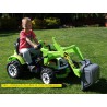 Traktor Kingdom s ovladatelnou výkopovou lyžicou, mohutnými kolesami a konstrukciou, 2x motor 12V, 2x náhon, zelený
