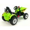 Traktor Kingdom s výklopnou korbou, mohutnými kolesami a konštrukciou, 2x motor 12V, 2x náhon, zelený