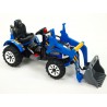 Traktor Kingdom s ovladatelnou nakladaciou lyžicou, mohutnými kolesami a konstrukciou, 2x motor 12V, 2x náhon, modrý