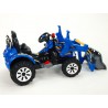Traktor Kingdom s ovladatelnou nakladaciou lyžicou, mohutnými kolesami a konstrukciou, 2x motor 12V, 2x náhon, modrý