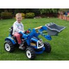 Traktor Kingdom s ovladatelnou nakladaciou lyžicou, mohutnými kolesami a konstrukciou, 2x motor 12V, 2x náhon, modrý