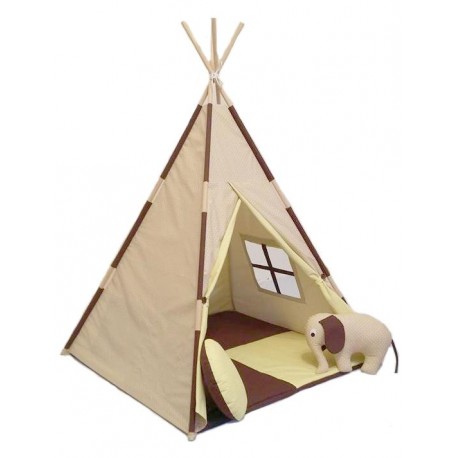 Detský stan Lišky hnedožltý bodkový