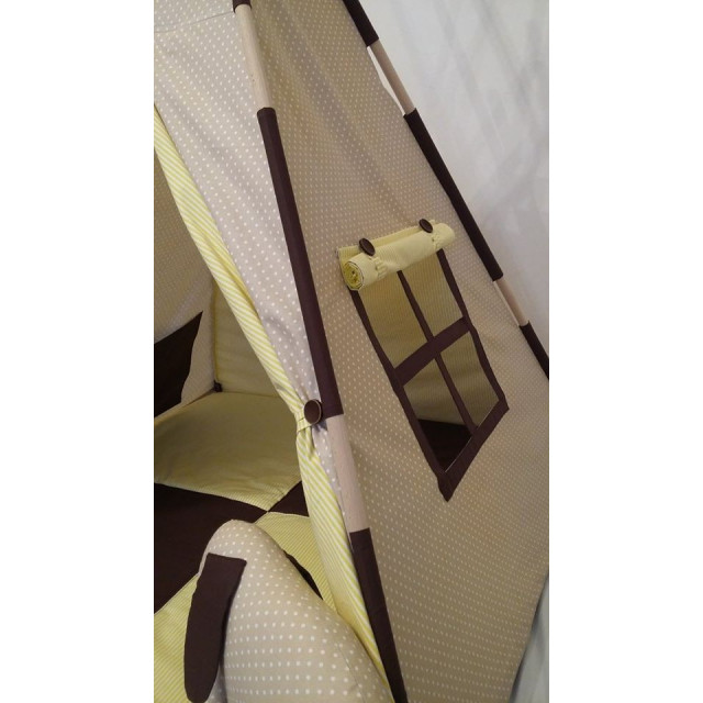 Detský stan Lišky hnedožltý bodkový