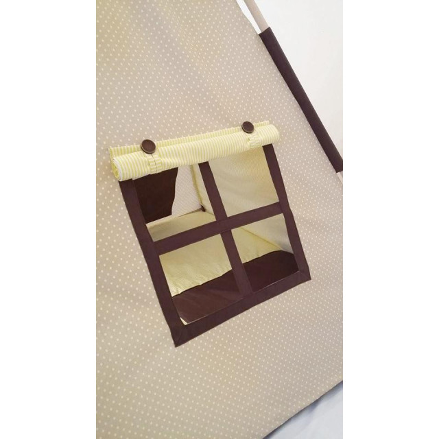 Detský stan Lišky hnedožltý bodkový