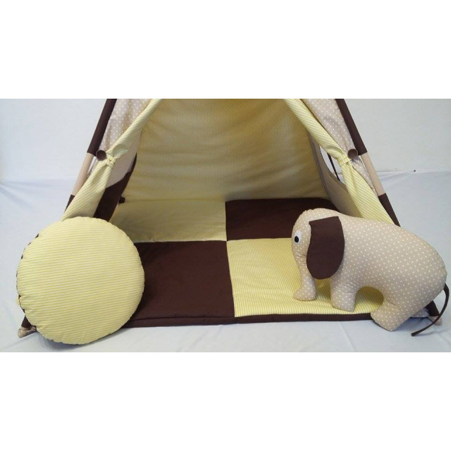 Detský stan Lišky hnedožltý bodkový