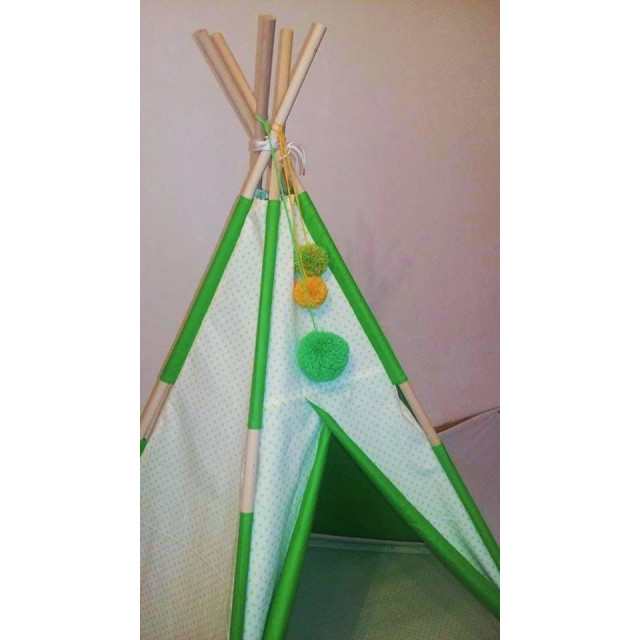 Detský stan 5-tyčový so žltými bodkami