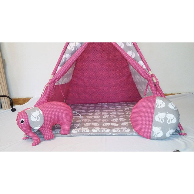 Detský stan Lišky ružový