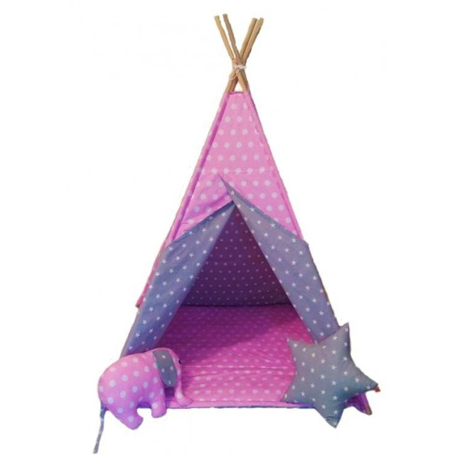 Detský stan ružový s bodkami