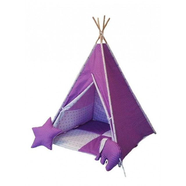 Detský stan fialový s hviezdičkami