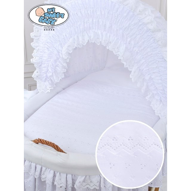 Prútený kôš pre bábätko CHARLOTTE s krajkou