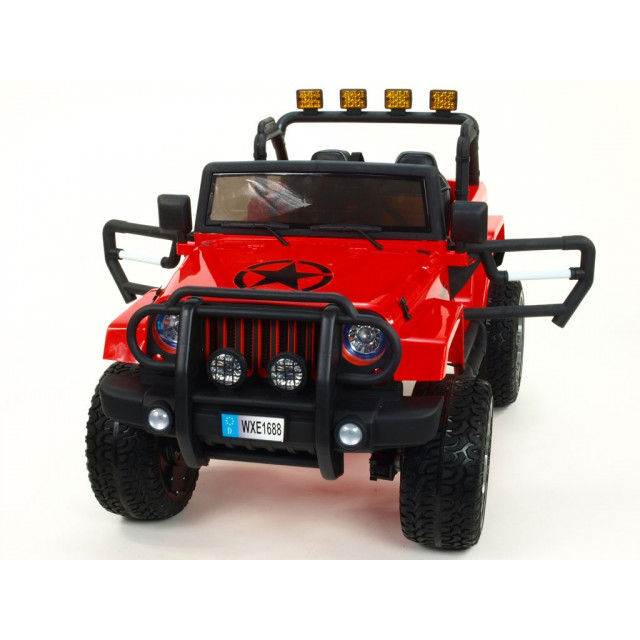 Džíp wrangler 4x4, náhon 4 Eva kolies, batérie 2x 12V/10Ah, 2,4G DO, USB,SD,Mp3,FM, otváracie dvere, čalunená sedačka, pérovanie