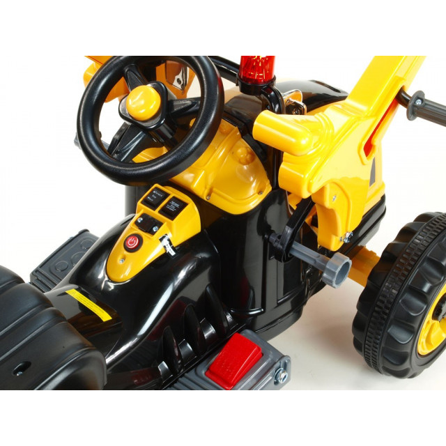 Traktor Kingdom s ovladatelnou výkopovou lyžicou, mohutnými kolesami a konstrukciou, 2x motor 12V, 2x náhon, modrý
