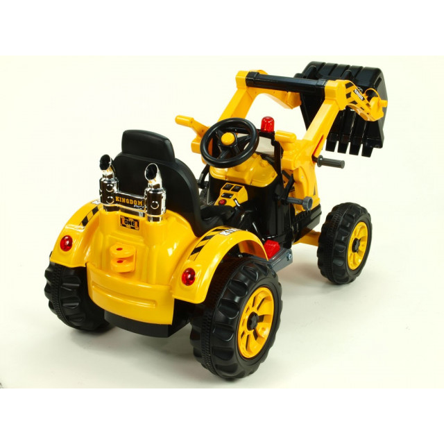 Traktor Kingdom s ovladatelnou výkopovou lyžicou, mohutnými kolesami a konstrukciou, 2x motor 12V, 2x náhon, zelený