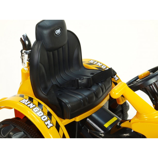 Traktor Kingdom s ovladatelnou výkopovou lyžicou, mohutnými kolesami a konstrukciou, 2x motor 12V, 2x náhon, zelený