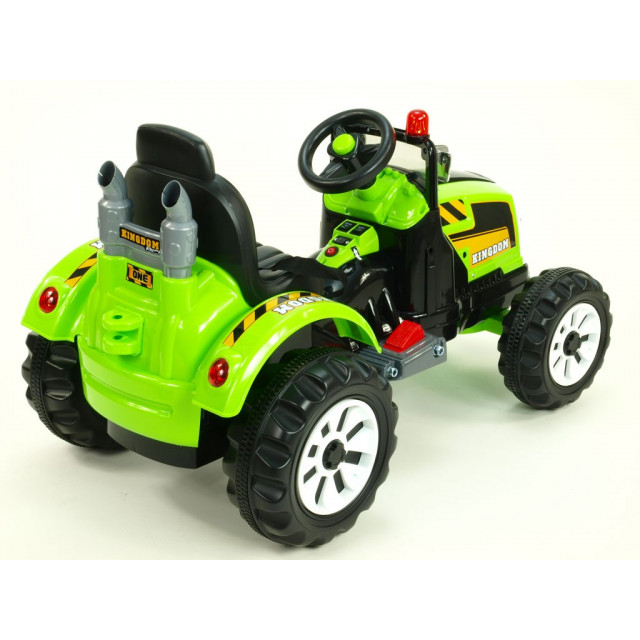 Traktor Kingdom s mohutnými kolesami a konštruciou, 2x motor 12V, 2x náhon, žltý