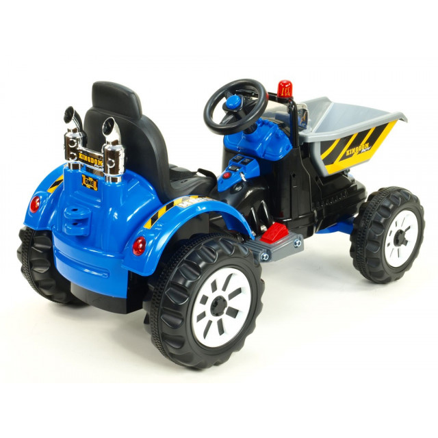 Traktor Kingdom s výklopnou korbou, mohutnými kolesami a konštrukciou, 2x motor 12V, 2x náhon, zelený