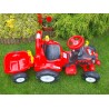 Elektrický traktor s vlečkou, modry, červený, zelený