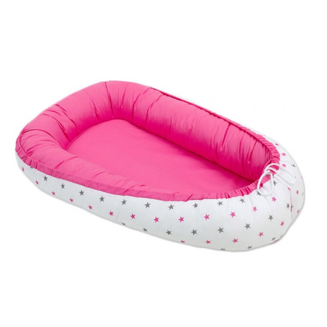 Obojstranný kokon pre bábätko. Mini hviezdičky sivé / mini hviezdičky biele