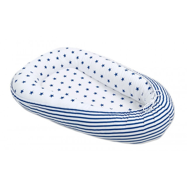 Obojstranný kokon pre bábätko. Mini hviezdičky sivé / mini hviezdičky biele
