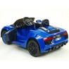 Audi R8 Spyder s 2.4G DO, EVA kolesami, otváracími dverami, LED osvetlením, FM, čalunenou sedačkou, lakované modré