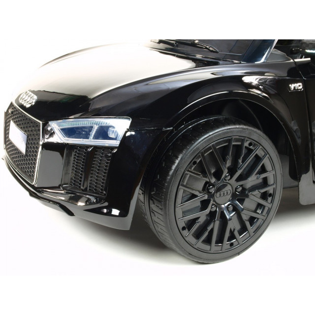 Audi R8 Spyder s 2.4G DO, EVA kolesami, otváracími dverami, LED osvetlením, FM, čalunenou sedačkou, lakované modré