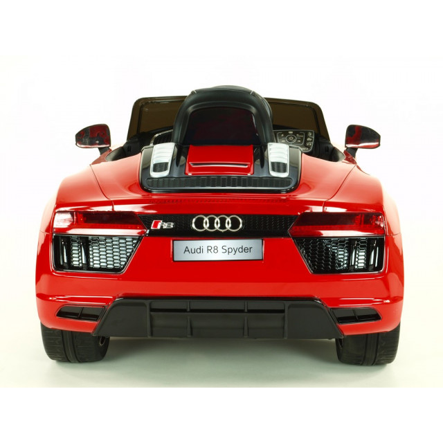 Audi R8 Spyder s 2.4G DO, EVA kolesami, otváracími dverami, LED osvetlením, FM, čalunenou sedačkou, lakované modré