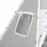 Stan pre deti teepee, típí s výbavou - sivý / hviezdy v modré, bodky