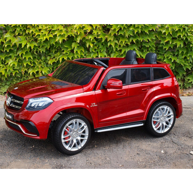 Dvojmiestný Mercedes GLS63 4x4,EVA kolesá,2,4G DO,LED osvetlenie,pérovanie,voltmeter,FM,USB,TF,čalunené sedačky,lakovaný biely