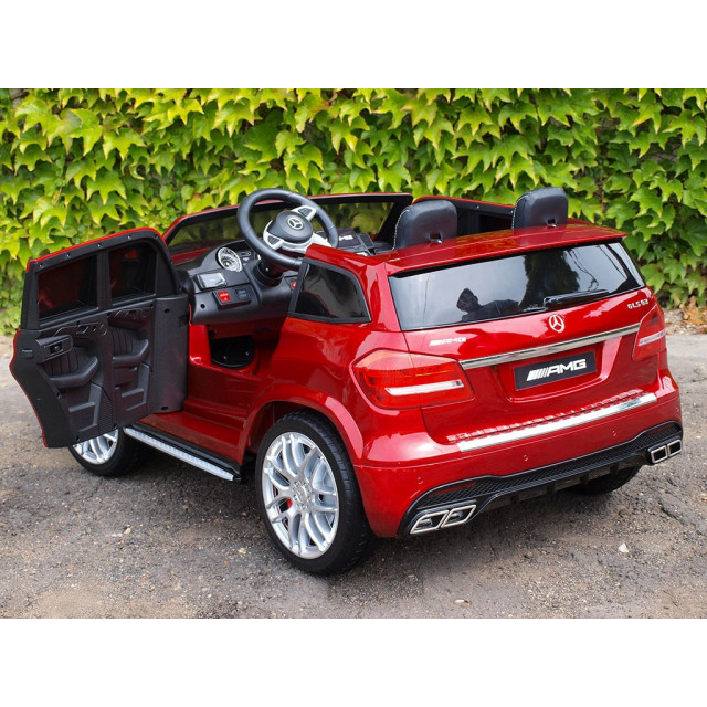 Dvojmiestný Mercedes GLS63 4x4,EVA kolesá,2,4G DO,LED osvetlenie,pérovanie,voltmeter,FM,USB,TF,čalunené sedačky,lakovaný biely