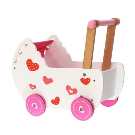Drevený kočík pre bábiky ECO TOYS - ružový