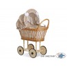 Prútený kočík pre bábiky prírodný