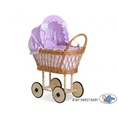 Prútený kočík pre bábiky prírodný