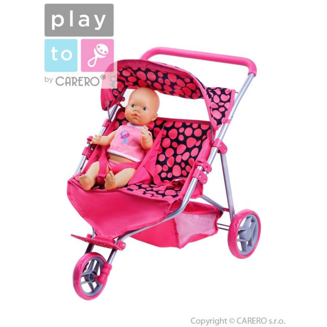 Športový kočiarik pre 2 bábiky PlayTo Klaudie ružový