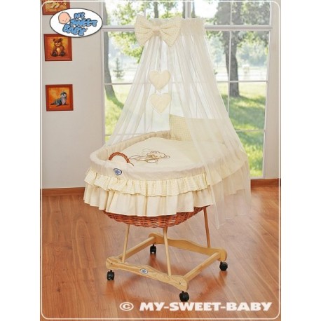 Prútený kôš pre bábätko Macko s mašľou