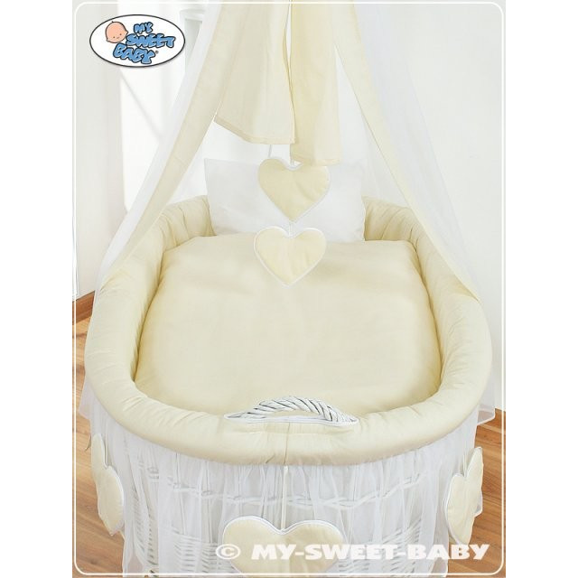 Prútený kôš pre bábätko biely Srdiečka