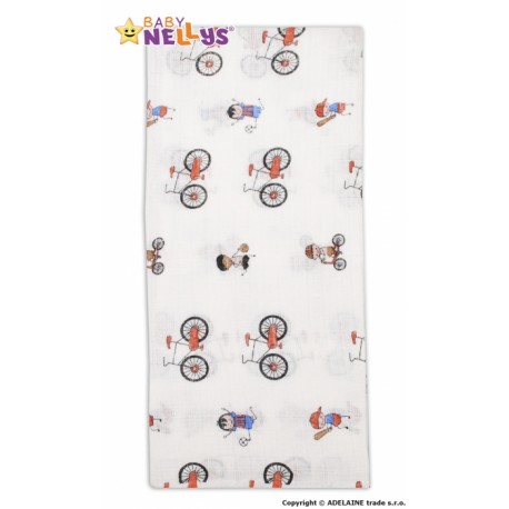 Bavlnená tetra plienka potlač 70 x 80 cm - BICYKLY