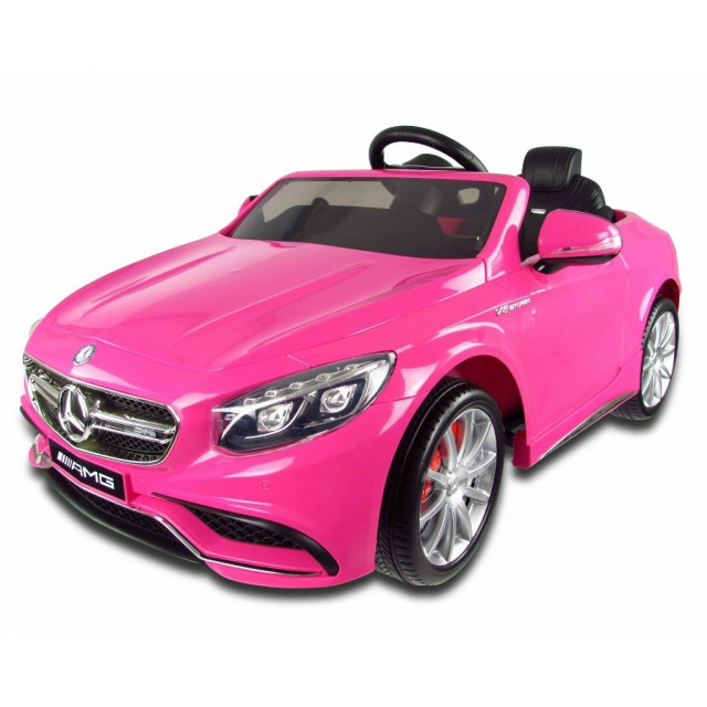 Mercedes - Benz S63 AMG, s 2.4G DO, pérovaním obidvoch náprav, EVA kolesami,12V, jahodovo červený