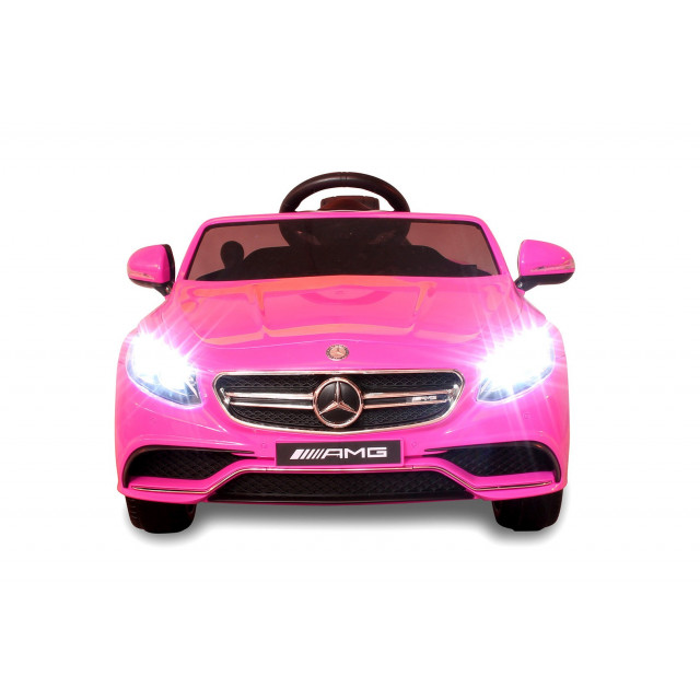 Mercedes - Benz S63 AMG, s 2.4G DO, pérovaním obidvoch náprav, EVA kolesami,12V, jahodovo červený