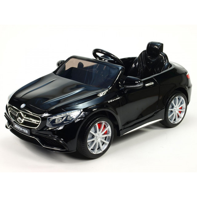 Mercedes - Benz S63 AMG, s 2.4G DO, pérovaním obidvoch náprav, EVA kolesami,12V, jahodovo červený