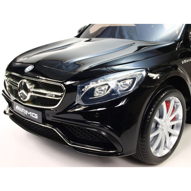 Mercedes - Benz S63 AMG, s 2.4G DO, pérovaním obidvoch náprav, EVA kolesami,12V, jahodovo červený