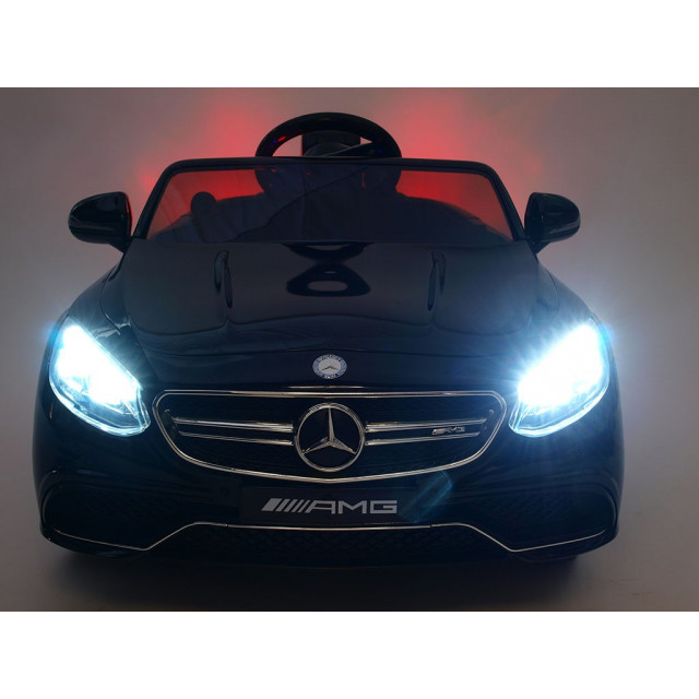 Mercedes - Benz S63 AMG, s 2.4G DO, pérovaním obidvoch náprav, EVA kolesami,12V, jahodovo červený