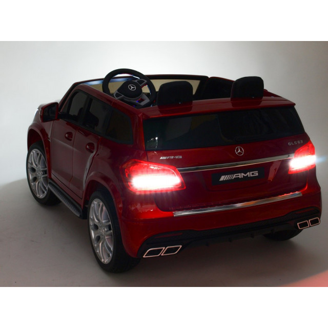 Dvojmiestný Mercedes GLS63 4x4,EVA kolesá,2,4G DO,LED osvetlenie,pérovanie,voltmeter,FM,USB,TF,čalunené sedačky,lakovaný biely