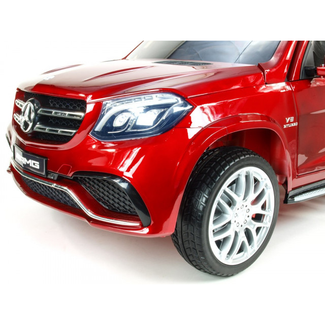 Dvojmiestný Mercedes GLS63 4x4,EVA kolesá,2,4G DO,LED osvetlenie,pérovanie,voltmeter,FM,USB,TF,čalunené sedačky,lakovaný biely